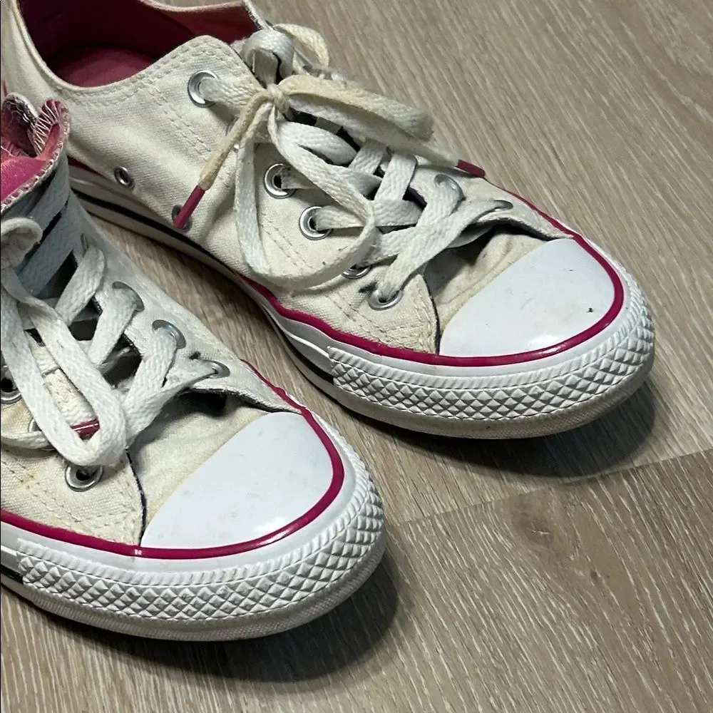 Converse Chuck Taylor All Star Double Tongue Pink Accent Low Top Sneakers Sz 8